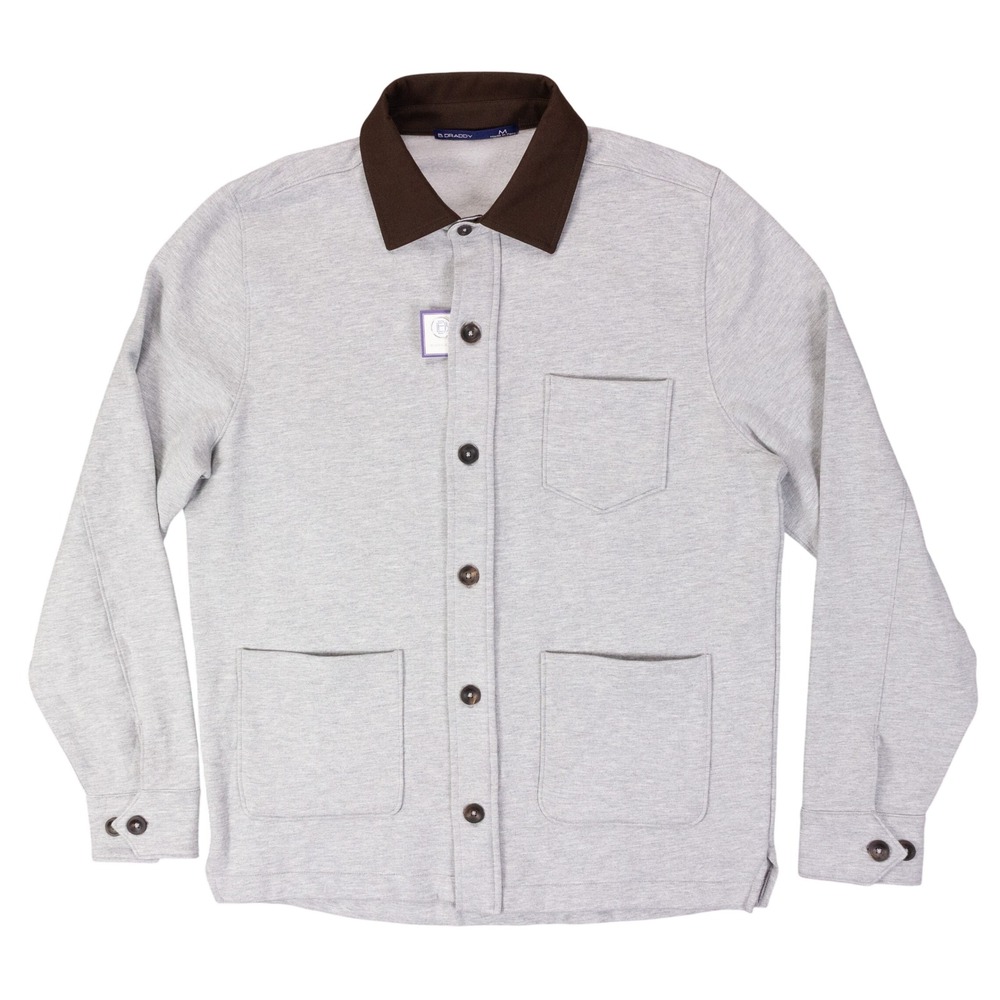 B. Draddy‎ The Chunk Shirt Jacket Mens M Grey Modal Suede Collar Shacket Chore
